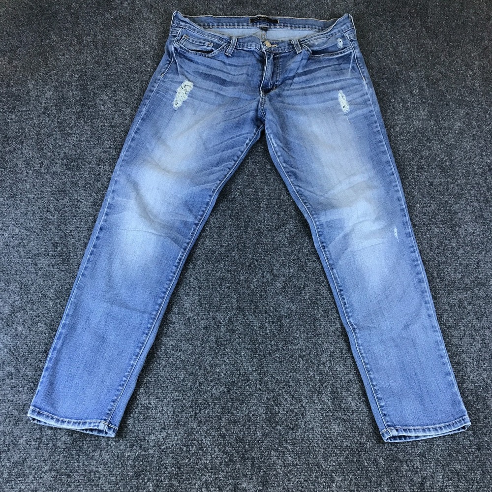 Flying Monkey Platinum Jeans Women's 29 Blue Denim Distressed Whiskered Straight